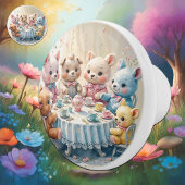 ぬいぐるみ動物茶パーティー水彩 セラミックノブ