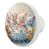 ぬいぐるみ動物茶パーティー水彩 セラミックノブ (右)