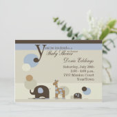 ぬいぐるみ男の赤ちゃんシャワー招待状 招待状 (スタンド正面)