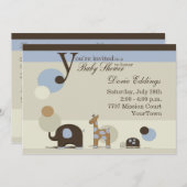 ぬいぐるみ男の赤ちゃんシャワー招待状 招待状 (正面/裏面)