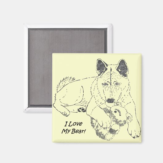 ぬいぐるみ秋田犬のポートレート マグネット (正面/裏面)