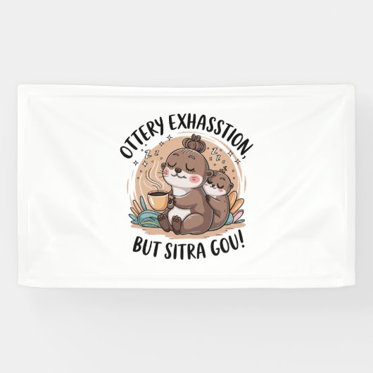 ぬいぐるみ表現かわいいナマケモノとベビー 横断幕 (横)