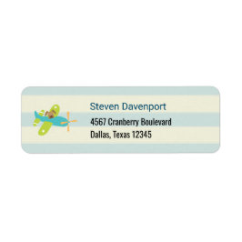 ぬいぐるみ飛行機の子犬が可愛い ラベル