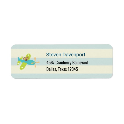 ぬいぐるみ飛行機の子犬が可愛い ラベル (正面)