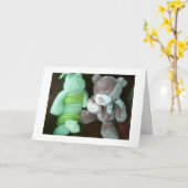 ぬいぐるみ2匹で双子のお祝い カード (黄色い花)