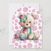 ぬいぐるみ テディベア パッチワーク 女の子 絵本 赤ちゃんのための 招待状 (裏面)
