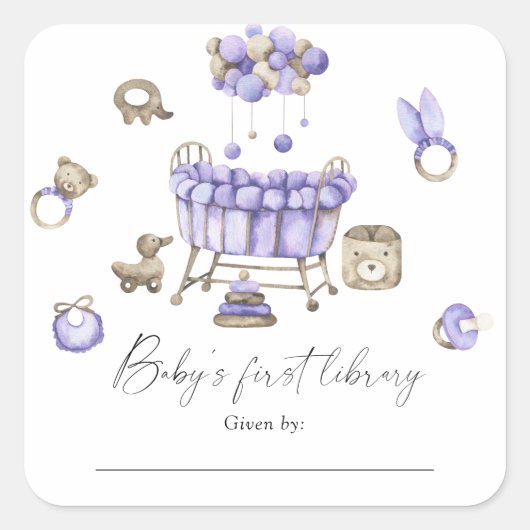 ぬいぐるみ モビール - 赤ちゃんの最初の図書館 スクエアシール (正面)