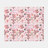 ぬいぐるみ・衣類付き水彩赤ちゃん女の子パターン フリースブランケット (正面(横))