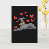 ぬいイタリアンぐるみを持つグレイハウンド犬 カード (黄色い花)