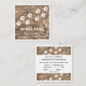 ぬかみの足跡プロフェッショナル犬のペットケアサービス スクエア名刺 (正面/裏面)