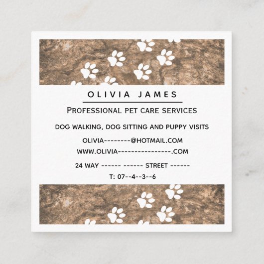 ぬかみの足跡プロフェッショナル犬のペットケアサービス スクエア名刺 (裏面)