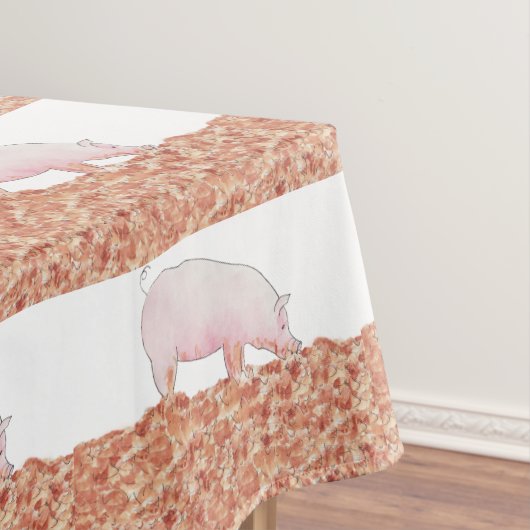ぬかるみ色の動物おもしろいアートのかわいいピンクの豚 テーブルクロス (インサイチュ)