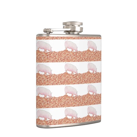 ぬかるみ色の動物おもしろいアートのかわいいピンクの豚 フラスク (右)