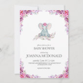 ぬかるんだ象 | Safariフローラベビーガールシャワー 招待状 (正面)