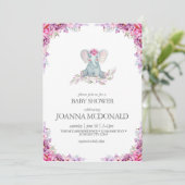 ぬかるんだ象 | Safariフローラベビーガールシャワー 招待状 (スタンド正面)