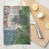 ぬか城パノラマビュー茶タオル キッチンタオル (四つ折り)