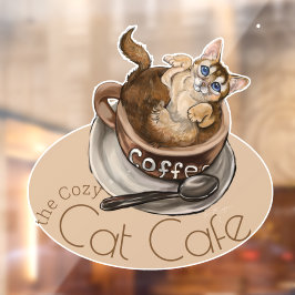 ぬくぬく猫カフェ コーヒー猫 ウィンドウサイン