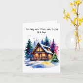 ぬくもりのキャビン パーソナライズされたグリーティングカード カード (黄色い花)