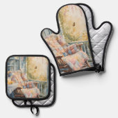 ぬくもりのポーチ　クイールトとレモネードのチャーム 鍋つかみ&鍋敷きセット (正面/裏面)