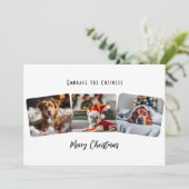 ぬくもりを感じる クリスマスのペット写真コラージュ シーズンカード (スタンド正面)