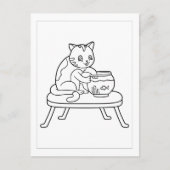 ぬりえねこちゃんと水槽 | 子供用アクティビティカード ポストカード (正面)