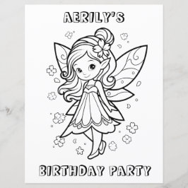 ぬりえの妖精の誕生日パーティーのアクティビティページ