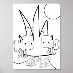 ぬりえアリかわいい ポスター