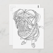 ぬりえブックドッグ座り着色可能スケッチ ポストカード (正面/裏面)