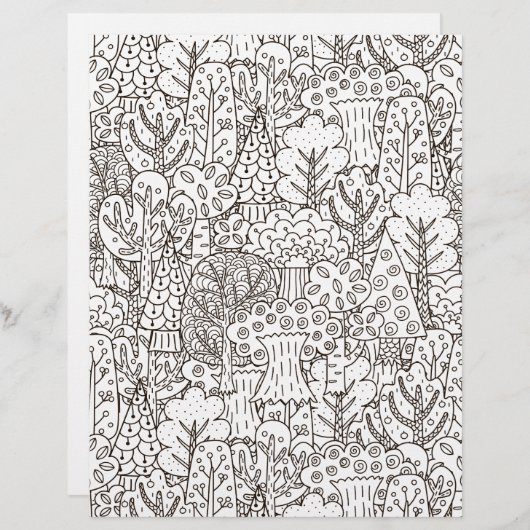 ぬりえページ森の木のスクラップブック紙 (正面/裏面)