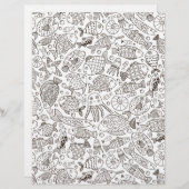 ぬりえページ水泳魚スクラップブック紙 (正面/裏面)