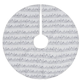 ぬりえページ雪のクリスマスビレッジ ブラッシュドポリエステルツリースカート