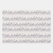 ぬりえページ雪のクリスマスビレッジ ラッピングペーパーシート (正面2)