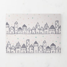 ぬりえページ雪のクリスマスビレッジ