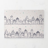 ぬりえページ雪のクリスマスビレッジ 三つ折りクリスマスカード (カバー)