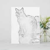 ぬりえページ – 糸のスプール入り猫 (スタンド正面)