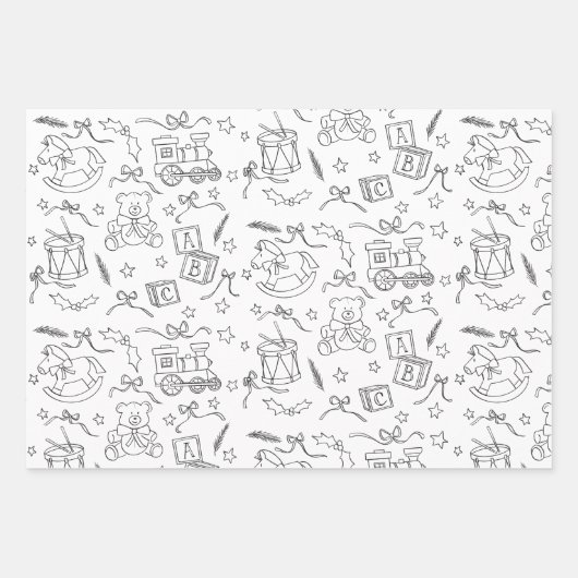 ぬりえ本クラシッククリスマストイランド ラッピングペーパーシート (正面3)