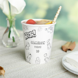 ぬりえ活動可愛い恐竜パーティー紙カップ 紙コップ