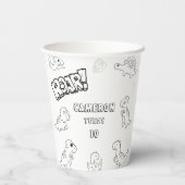 ぬりえ活動可愛い恐竜パーティー紙カップ 紙コップ (裏面)