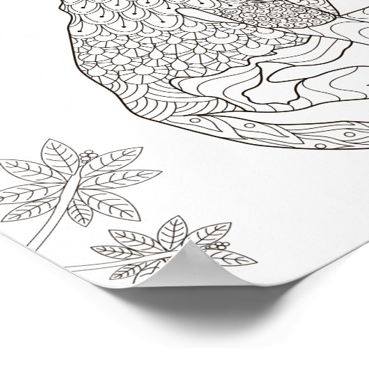 ぬりえ猫in庭 ポスター (角)