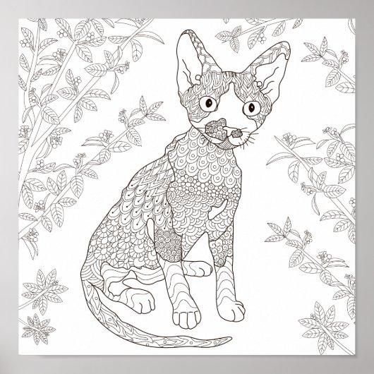 ぬりえ猫in庭 ポスター (正面)