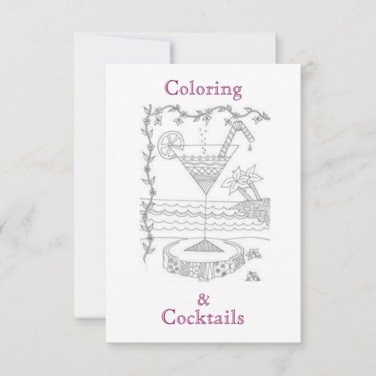 ぬりえ & カクテル女子会パーティー招待状 招待状 (正面)