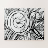 ぬり絵ができるパズル　白黒の手描きアート ジグソーパズル (横)