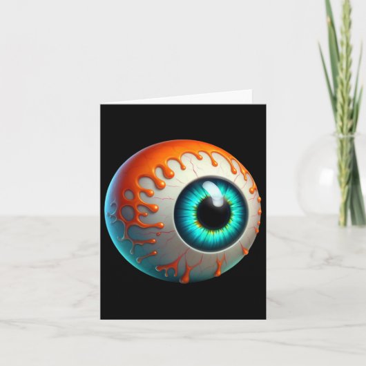 ぬるぬるとした人間の目の不気味なハロウィンおもしろいの怠惰なホール カード (正面)