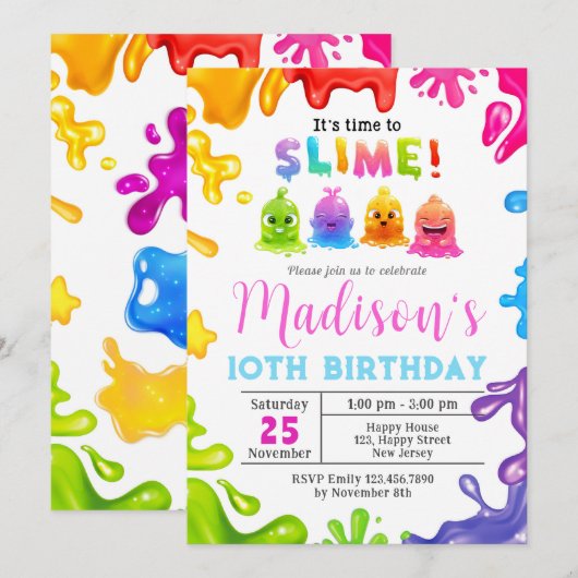 ぬるぬる誕生日招待状 招待状 (正面/裏面)