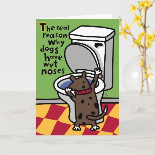 ぬれた小犬の鼻 カード (黄色い花)