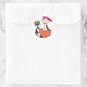 ぬれた猫の女の子 ラウンドシール (バッグ)