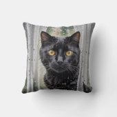 ぬれた窓から眺める猫 クッション (裏面)