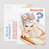 ねぇ、あなたが私のウェディングパーティーについてきてくれる? インビテーションポストカード (正面/裏面)