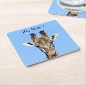ねえキリンおもしろいの写真と文字 スクエアペーパーコースター (アングル)