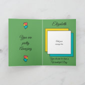 ねえゴージャスなハートスター写真の緑の誕生日 カード (内部)